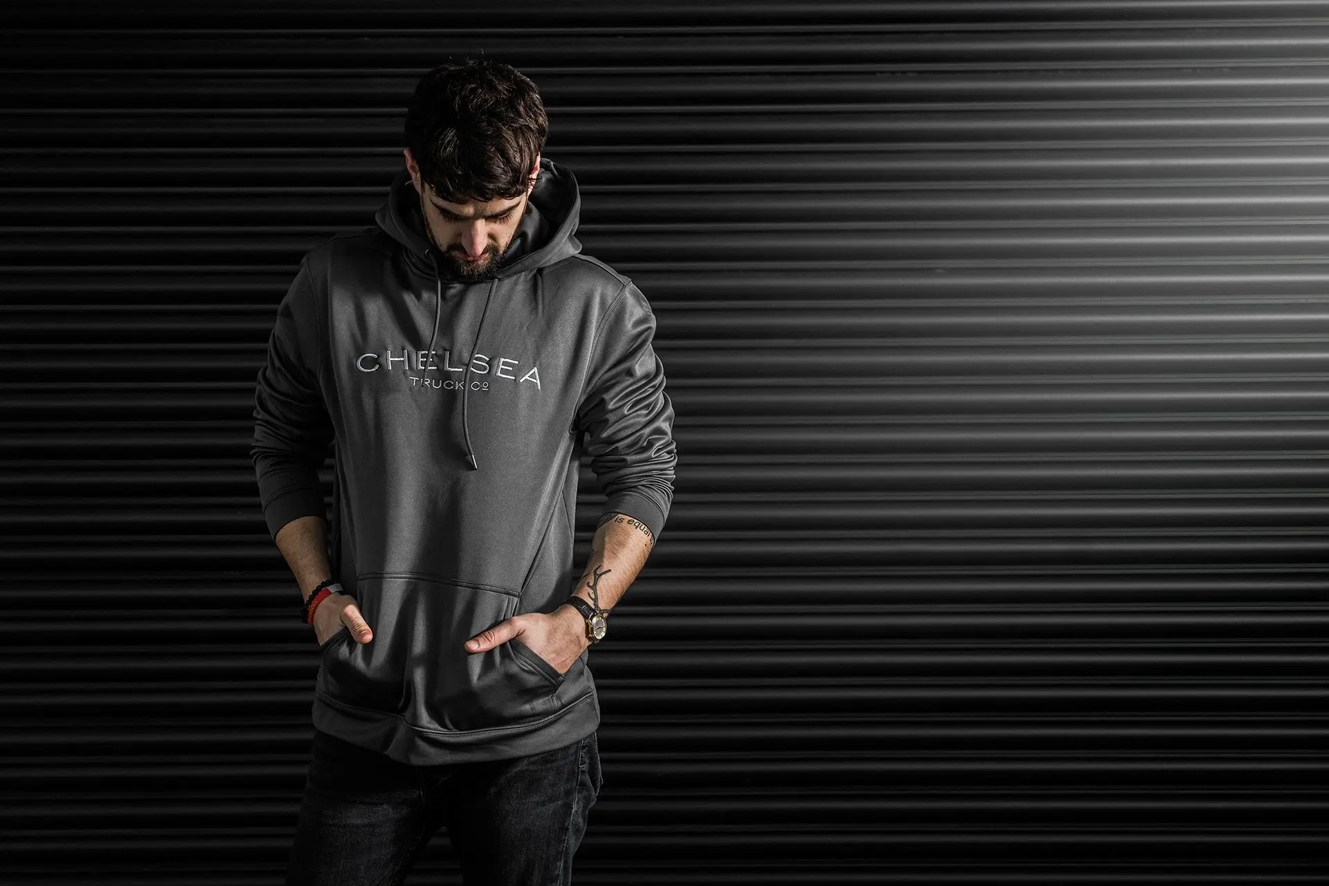 Men's Steel Grey with Silver Embroidery Chelsea Truck Co Hoodie - Image 6