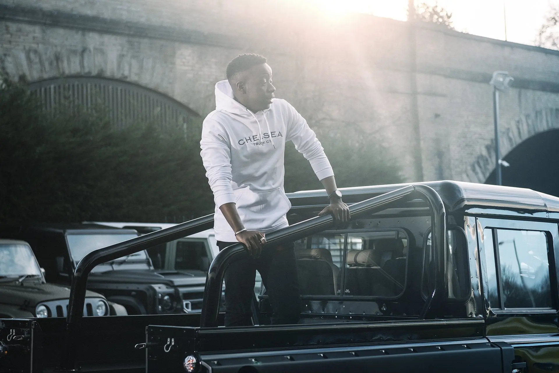 Men's White with Black Embroidery Chelsea Truck Co Hoodie - Image 3