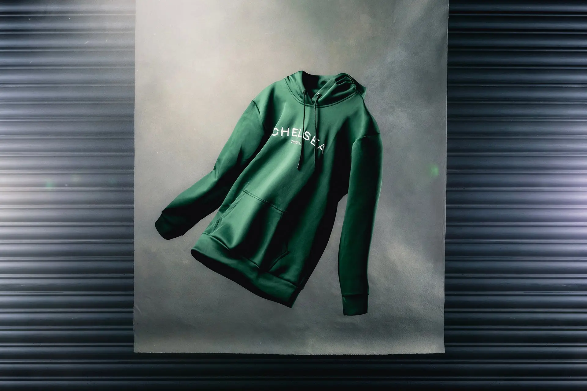 Men's Green with White Embroidery Chelsea Truck Co Hoodie - Image 3