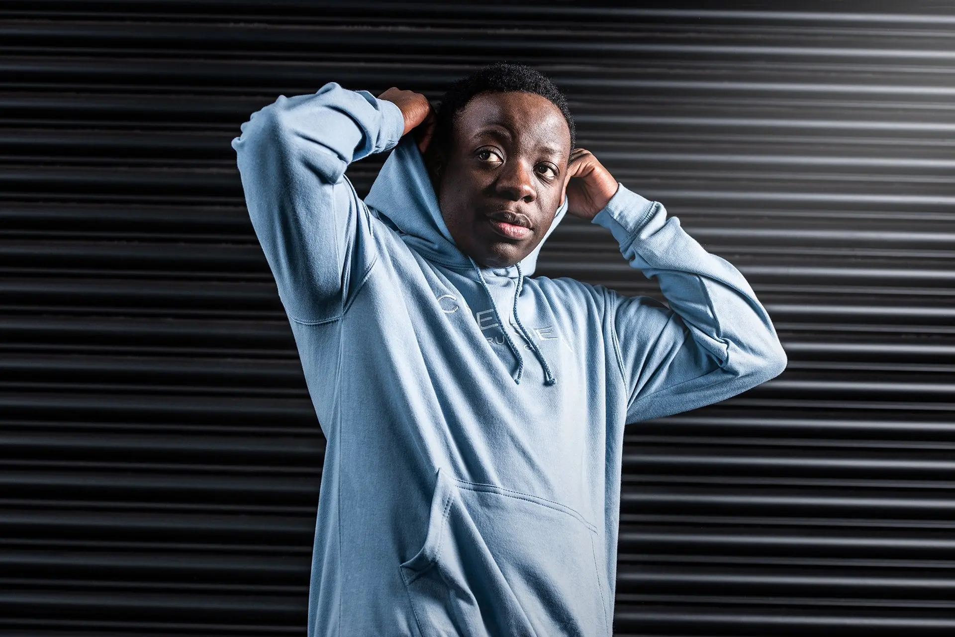 Men's Dusty Blue with White Embroidery Chelsea Truck Co Hoodie - Image 3