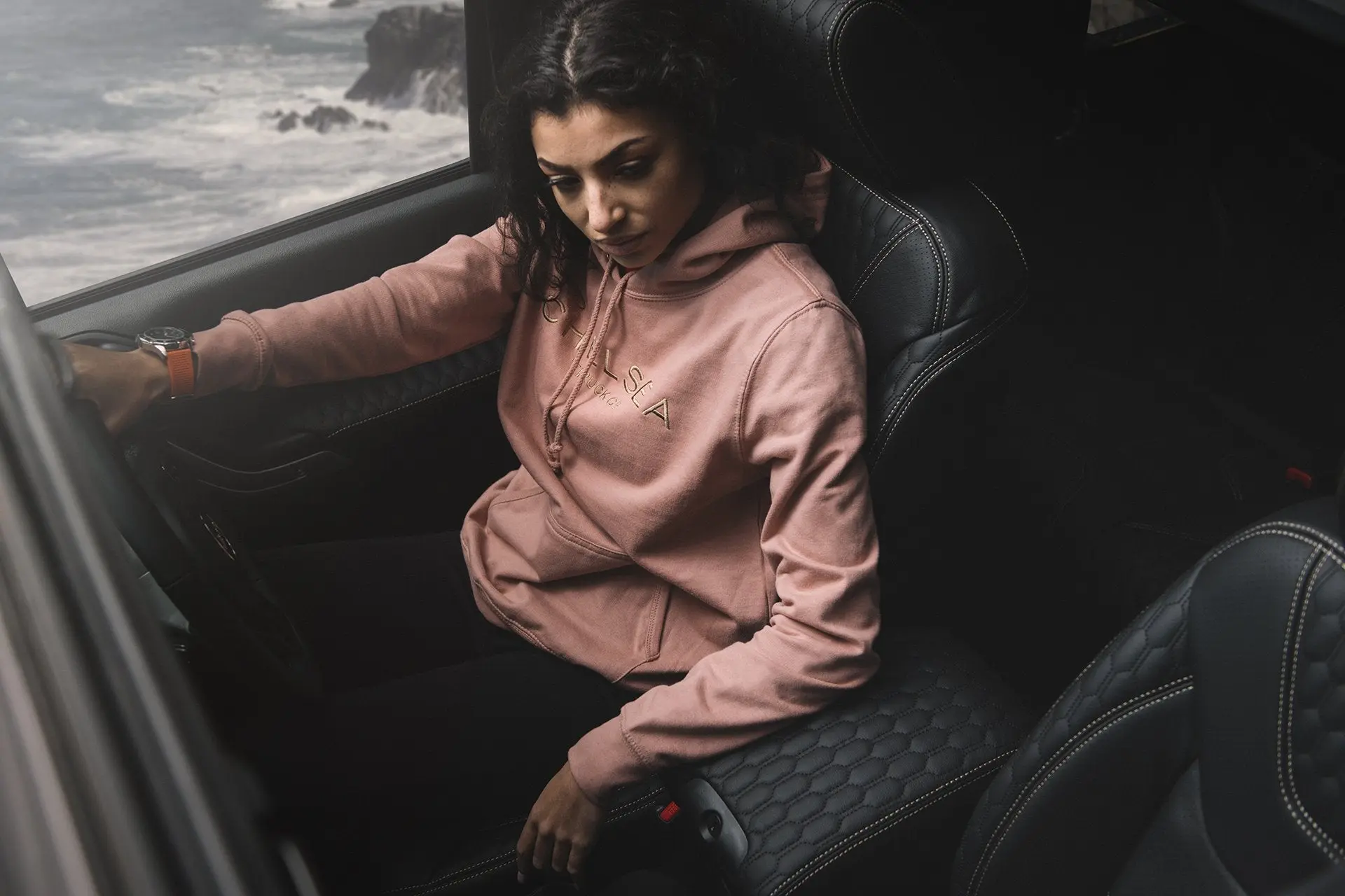 Women's Dusty Pink with Gold Embroidery Chelsea Truck Co Hoodie - Image 4